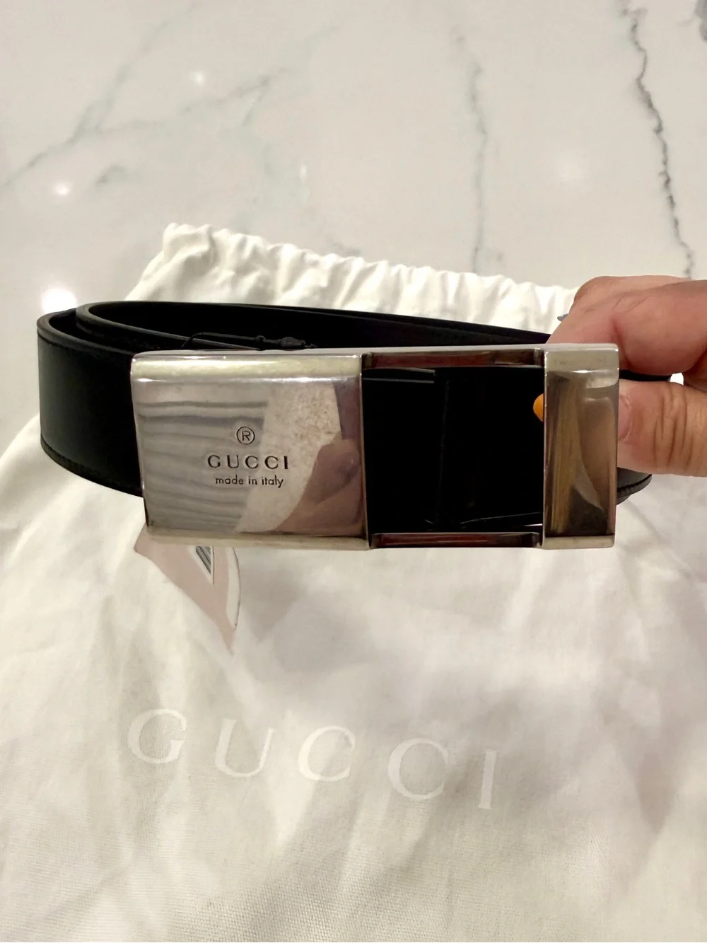 Gucci Logo Engraved Buckle Belt